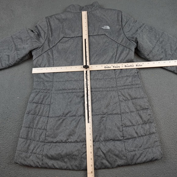 The North Face Jacket Womens XL Gray Quilted Insulated Full Zip Puffer Long Coat - Picture 8 of 11